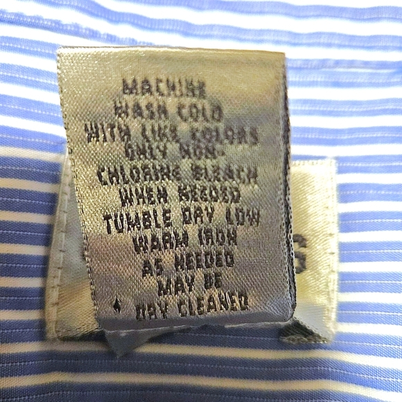 Chico's Blue White Stripe Button Front Shirt 2 / L Cotton Piping Coastal Preppy - Picture 9 of 13